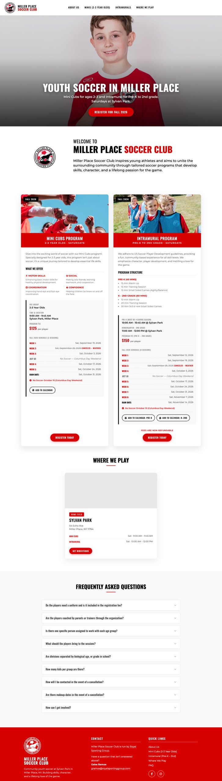 Miller Place Soccer Website
